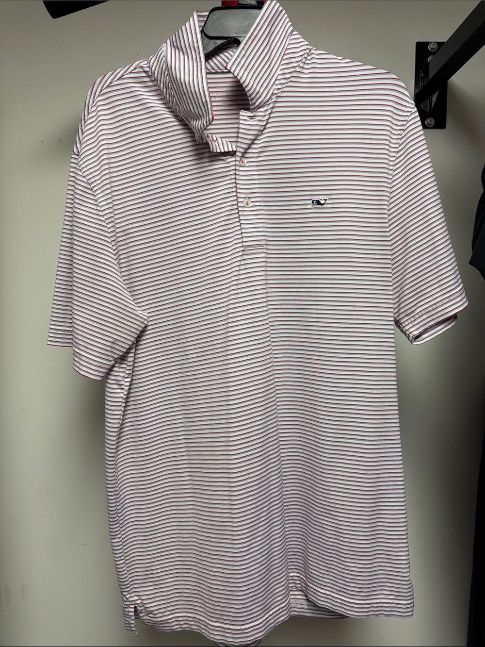 Vineyard Vines Men's Thin Stripe Polo in White and Red